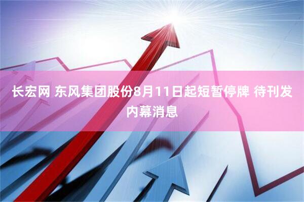 长宏网 东风集团股份8月11日起短暂停牌 待刊发内幕消息